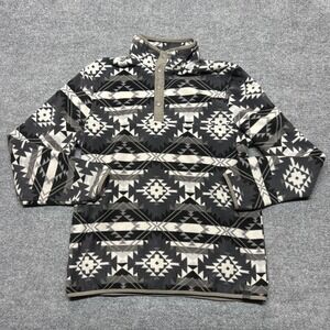 LIV Outdoor Fleece Pullover Mens Large Gray Aztec Snap Mock Neck Long Sleeve